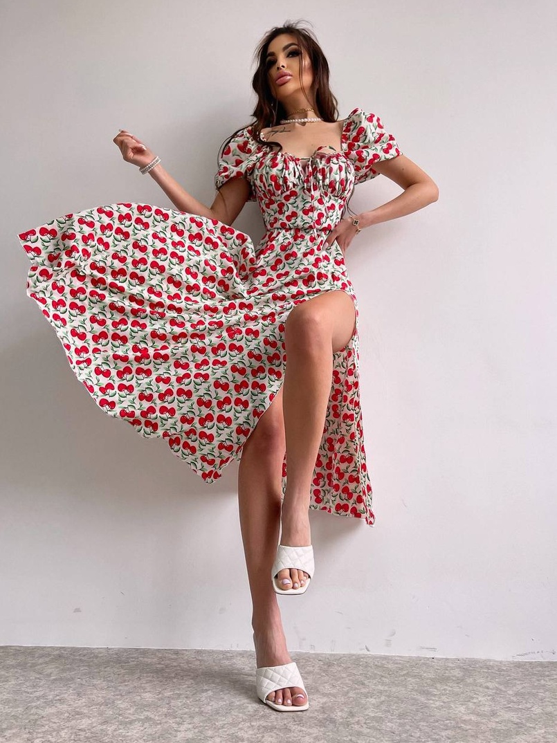 Сукня- міді  з принтом  Сукня- міді  з принтом  | PUSHKA SHOP