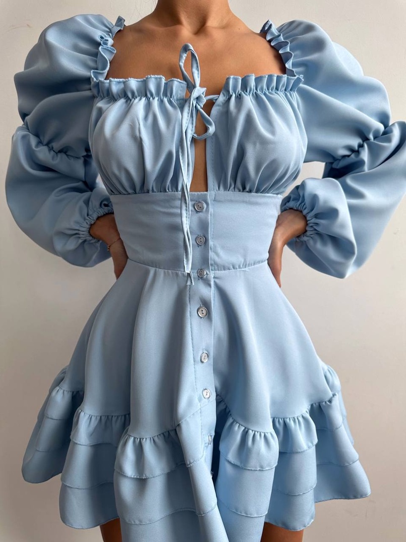 Сукня з воланами на ґудзиках  Сукня з воланами на ґудзиках  | PUSHKA SHOP