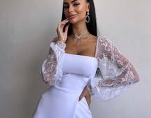 Комплект: блуза з баской + мереживна спідниця-шорти  | PUSHKA SHOP