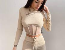 Трикотажний комплект: корсетний топ + легінси Трикотажний комплект: корсетний топ + легінси | PUSHKA SHOP