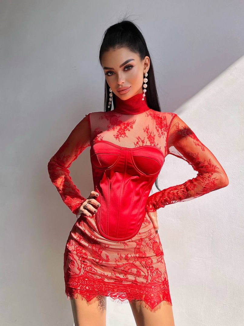 Комплект: мереживна сукня міні + корсет Комплект: мереживна сукня міні + корсет | PUSHKA SHOP