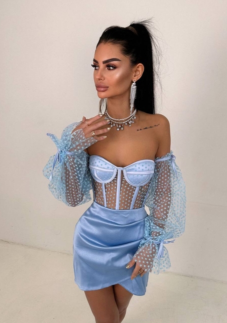 Улюблений комплект в новому виконанні: корсет бюстьє з об’ємними рукавами + спідниця міні Улюблений комплект в новому виконанні: корсет бюстьє з об’ємними рукавами + спідниця міні | PUSHKA SHOP