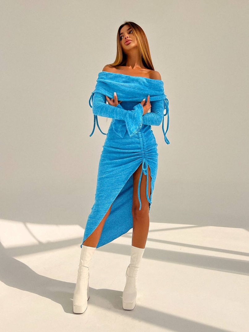 Трикотажна сукня міді з хомутом   Трикотажна сукня міді з хомутом   | PUSHKA SHOP