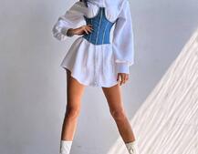 Приталена сорочка + корсет декорований камінцями  Ручна робота Приталена сорочка + корсет декорований камінцями  Ручна робота | PUSHKA SHOP