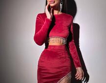 Оксамитовий комплект, декорований бахромою зі страз Оксамитовий комплект, декорований бахромою зі страз | PUSHKA SHOP