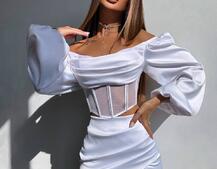 Комплект: корсет, декорований стразами   + спідниця міні з драпіруванням  Комплект: корсет, декорований стразами   + спідниця міні з драпіруванням  | PUSHKA SHOP