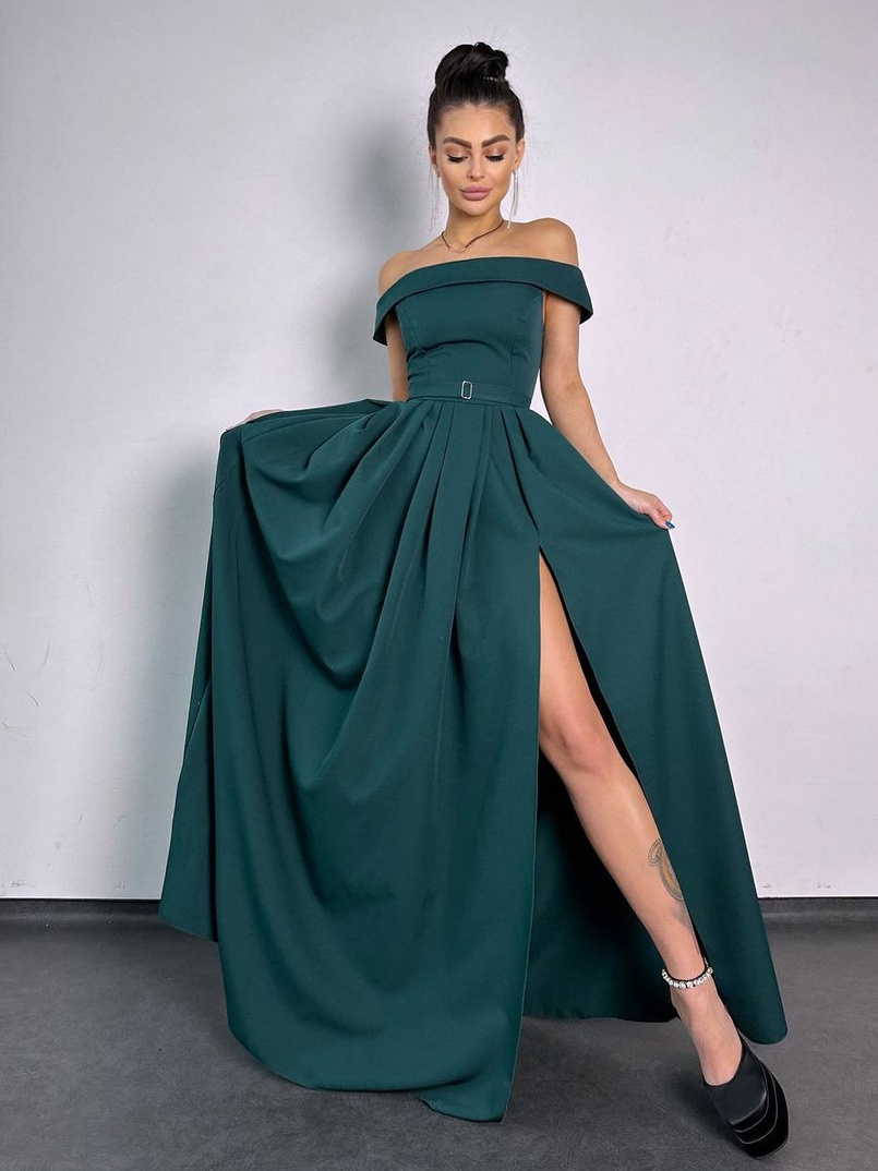 Сукня максі з відкритими плечима  | PUSHKA SHOP