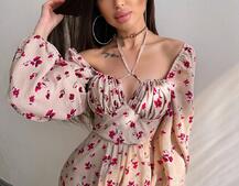 Сукня міді з квітковим принтом  Сукня міді з квітковим принтом  | PUSHKA SHOP