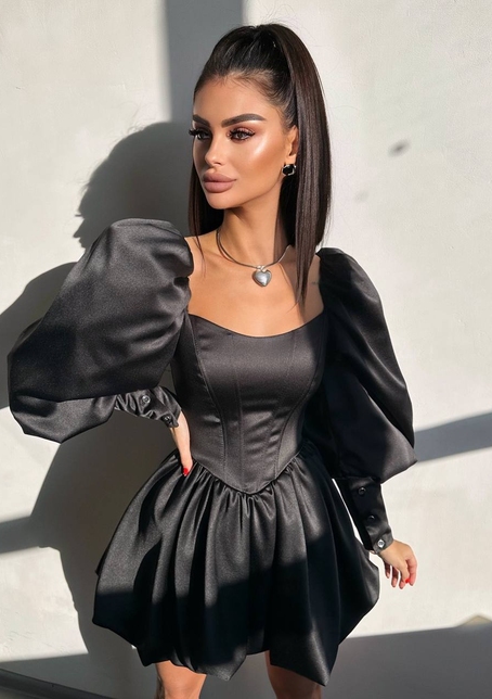 Сукня з обʼємними рукавами та спідницею балоном  | PUSHKA SHOP