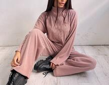 Повсякденний костюм із теплого трикотажу-рубчика Повсякденний костюм із теплого трикотажу-рубчика | PUSHKA SHOP