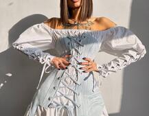 Комплект: сукня декорована мереживом + корсет  Комплект: сукня декорована мереживом + корсет  | PUSHKA SHOP