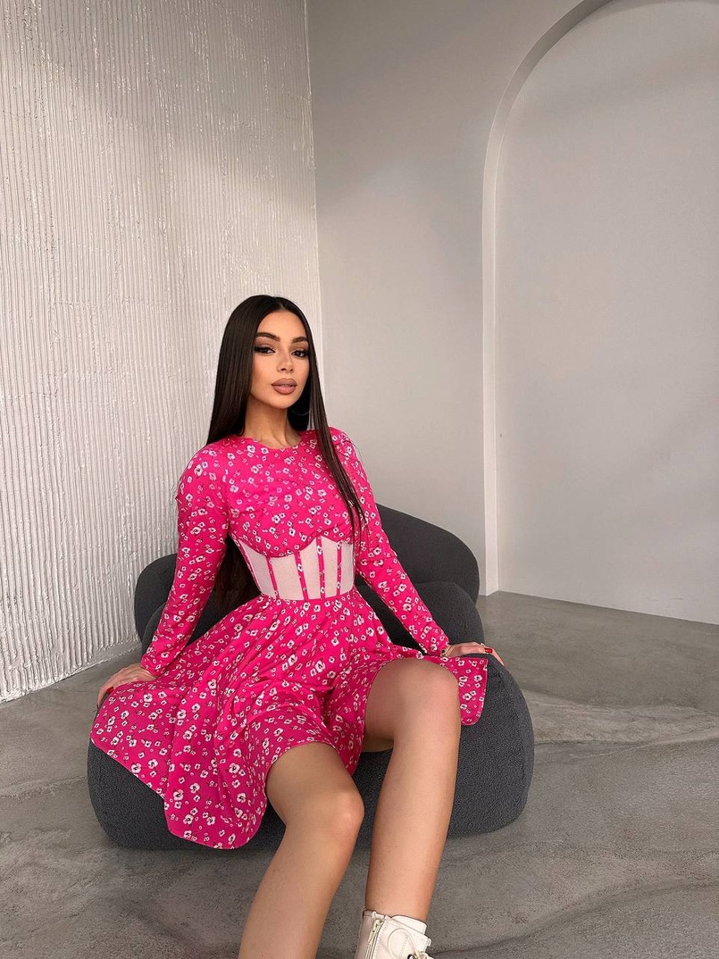 Приталена сукня з корсетною вставкою та спідницею-сонцем Приталена сукня з корсетною вставкою та спідницею-сонцем | PUSHKA SHOP