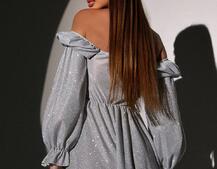 Блискуча сукня з чашечками та пишною спідницею Блискуча сукня з чашечками та пишною спідницею | PUSHKA SHOP