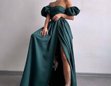 Сукня максі  з розрізом на спідниці та об’ємними рукавами  Сукня максі  з розрізом на спідниці та об’ємними рукавами  | PUSHKA SHOP