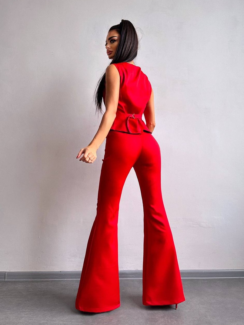 Костюм: піджак на підкладці, штани кльош+ жилет  Костюм: піджак на підкладці, штани кльош+ жилет  | PUSHKA SHOP