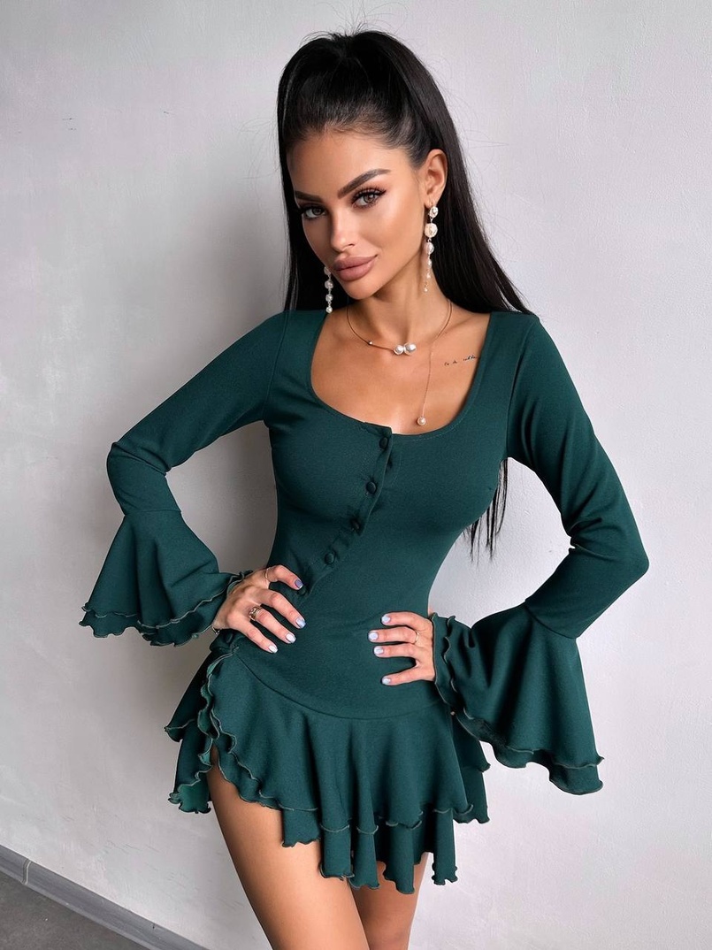 Сукня з з воланами на ґудзиках  Сукня з з воланами на ґудзиках  | PUSHKA SHOP