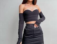 Комплект: коттонова  спідниця + топ з філіжанками  Комплект: коттонова  спідниця + топ з філіжанками  | PUSHKA SHOP