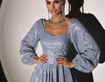 Сяюча корсетна сукня з пишною подвійною спідницею та об‘ємними рукавами Сяюча корсетна сукня з пишною подвійною спідницею та об‘ємними рукавами | PUSHKA SHOP