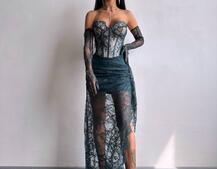 Корсетна сукня максі з рукавичками  | PUSHKA SHOP