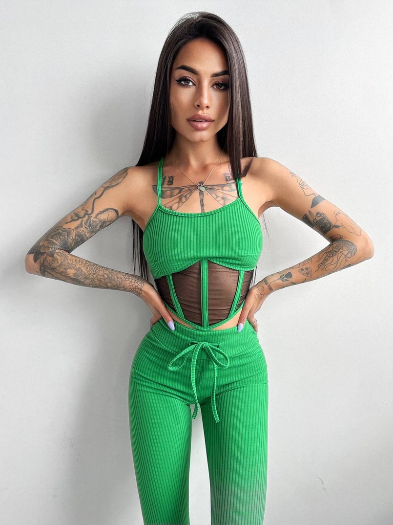 Трикотажный комплект: корсетный топ на косточках + леггинсы Трикотажный комплект: корсетный топ на косточках + леггинсы | PUSHKA SHOP