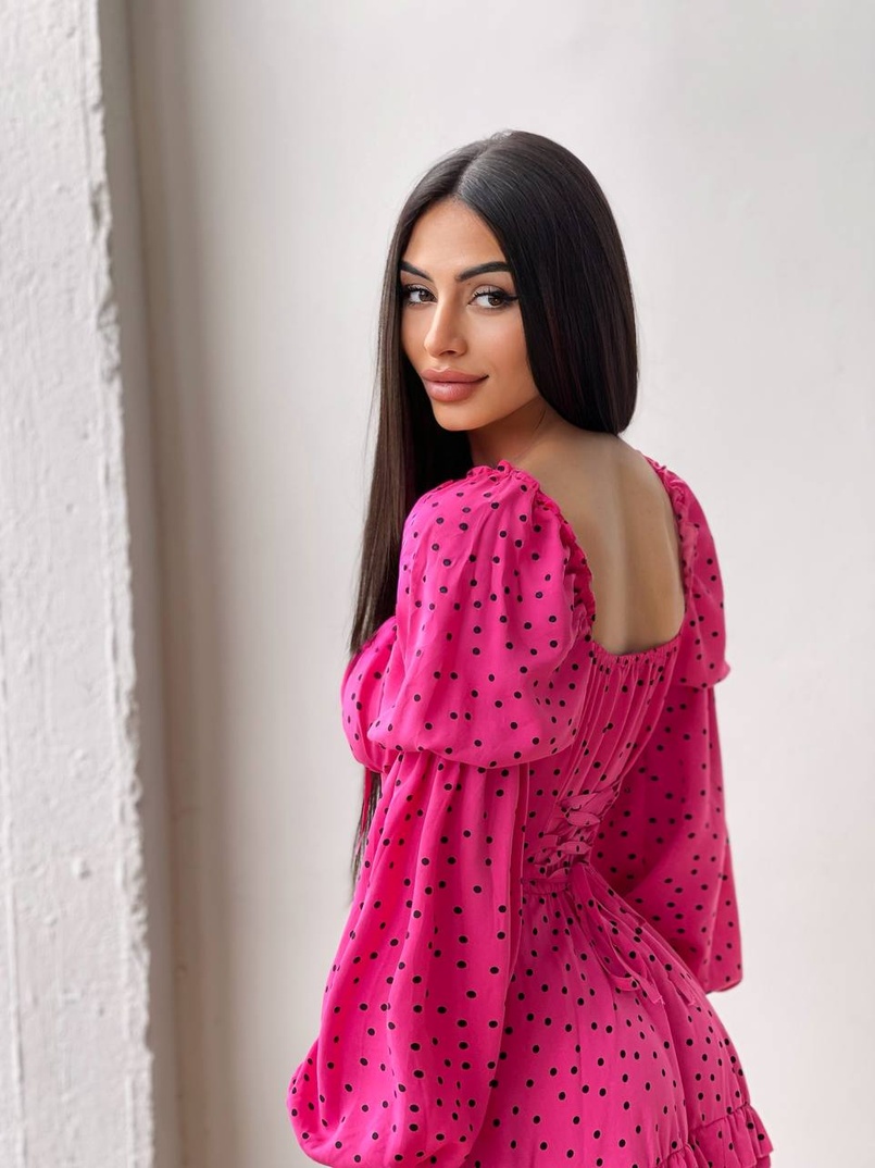 Сукня в горошок на ґудзиках з воланами  Сукня в горошок на ґудзиках з воланами  | PUSHKA SHOP