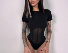 Трикотажне боді з сітчастою вставкою Трикотажне боді з сітчастою вставкою | PUSHKA SHOP
