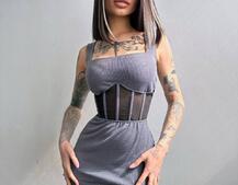 Сукня-міді  з елементами корсету   | PUSHKA SHOP