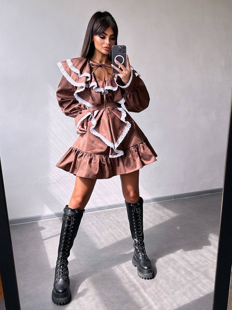 Котонова сукня декорована мереживом    Котонова сукня декорована мереживом    | PUSHKA SHOP