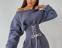 Худи на флисе + корсет на шнуровке  Худи на флисе + корсет на шнуровке  | PUSHKA SHOP