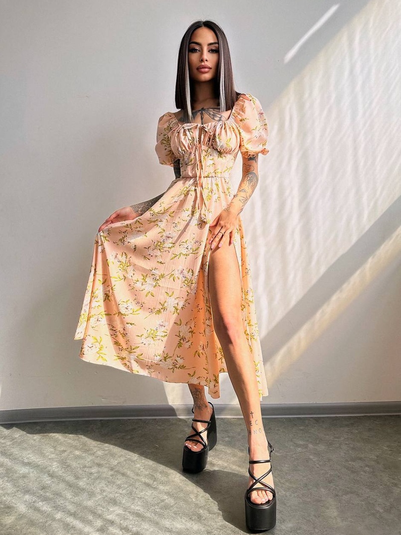 Сукня- міді  з квітковим принтом Сукня- міді  з квітковим принтом | PUSHKA SHOP