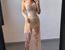 Мереживна сукня максі з рукавичками  | PUSHKA SHOP