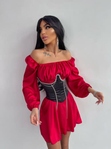 Приталена сукня з шовку  + корсет декорований стразами  Ручна робота  Приталена сукня з шовку  + корсет декорований стразами  Ручна робота  | PUSHKA SHOP