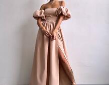 Сукня максі  з розрізом на спідниці та об’ємними рукавами  Сукня максі  з розрізом на спідниці та об’ємними рукавами  | PUSHKA SHOP