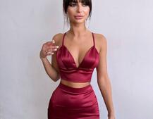 Комплект: топ з філіжанками + спідниця декорована бахромою зі страз  Комплект: топ з філіжанками + спідниця декорована бахромою зі страз  | PUSHKA SHOP