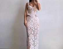 Вишуканий комплект із мереживного корсета та спідниці міді  | PUSHKA SHOP