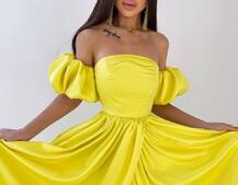 Атласное платье макси с объемными рукавами   Атласное платье макси с объемными рукавами   | PUSHKA SHOP