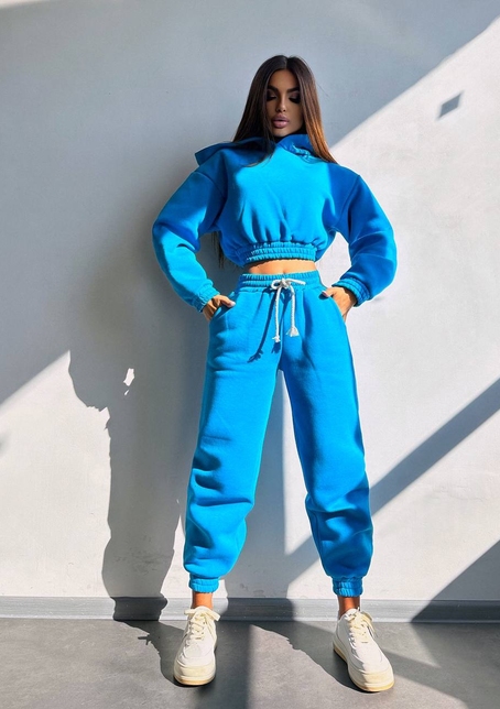 Базовий костюм на флісі з об'ємними капюшоном | PUSHKA SHOP