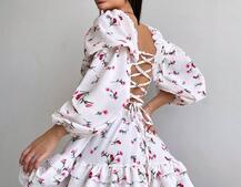 Квіткова сукня з воланами та шнуровкою по спинці | PUSHKA SHOP