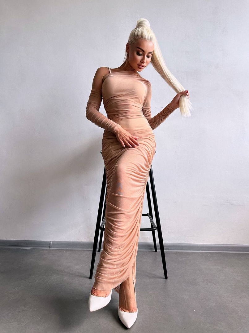 Сукня міді з драпіруванням   Сукня міді з драпіруванням   | PUSHKA SHOP