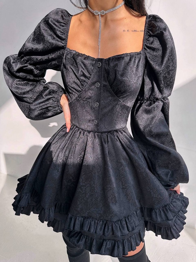 Корсетна сукня  з пишною подвійною спідницею та рюшами  Корсетна сукня  з пишною подвійною спідницею та рюшами  | PUSHKA SHOP