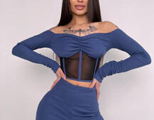 Комплект : штани кльош і топ з елементами корсету  Комплект : штани кльош і топ з елементами корсету  | PUSHKA SHOP