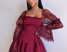 Сукня з корсетом декорована мереживом  Сукня з корсетом декорована мереживом  | PUSHKA SHOP