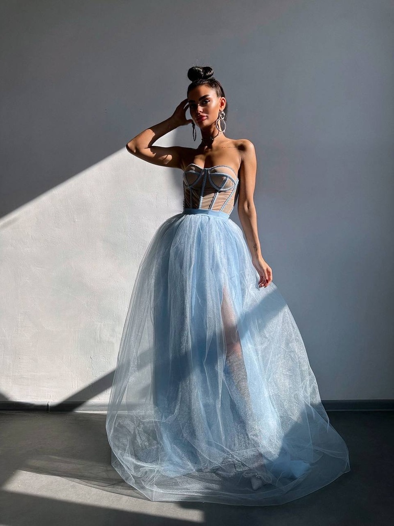 Комплект: корсет бюстьє декорований стразами + пишна спідниця максі  Ручна робота  Комплект: корсет бюстьє декорований стразами + пишна спідниця максі  Ручна робота  | PUSHKA SHOP