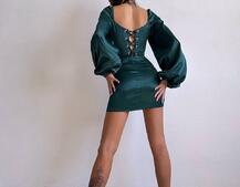 Атласний  комплект: корсет + спідниця з драпіруванням | PUSHKA SHOP