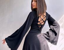 Трикотажна сукня зі шнурівкою на спинці    Трикотажна сукня зі шнурівкою на спинці    | PUSHKA SHOP