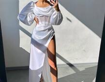 Комплект: корсет, декорований стразами   + спідниця максі з драпіруванням  Комплект: корсет, декорований стразами   + спідниця максі з драпіруванням  | PUSHKA SHOP