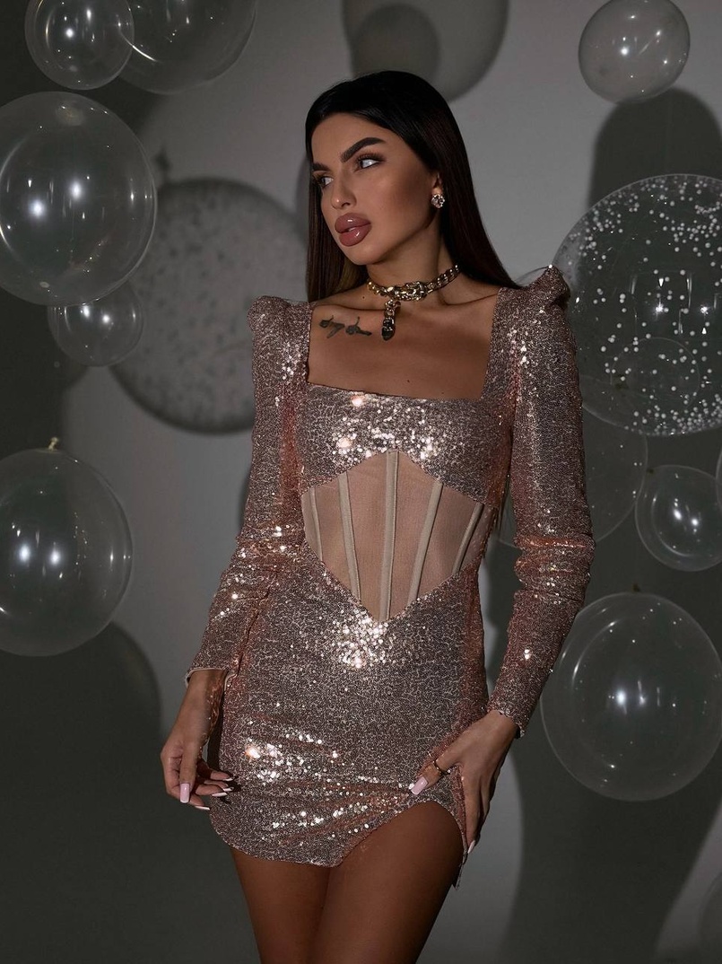 Блискуча корсетна сукня міні | PUSHKA SHOP