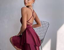 Шовкова сукня  з пишною спідницею та шнурівкою   | PUSHKA SHOP