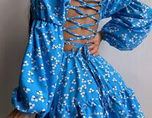 Сукня з квітковим принтом з воланами на ґудзиках  | PUSHKA SHOP