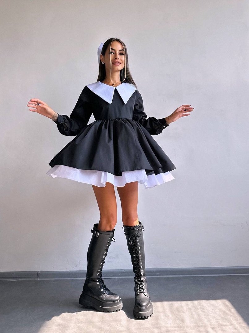 Котонова сукня з комірцем + бант  Котонова сукня з комірцем + бант  | PUSHKA SHOP